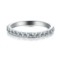 Silber Pavé Diamant Eternity Ring, Glitzernde Zirkonia Ehering Verlobungsring Damen Neu - US-Größe 7 / Einzeiliger Einzelreihenstil (D042B0027Y00) / Silber