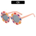 Kids pink flower sunglasses with colorful heart decals cute UV protection eyewear for boys and girls - Nude Pink (C6)