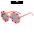 Kids cute flower sunglasses pink frame with colorful hearts anti-uv outdoor eyewear - Orange Pink (C5)
