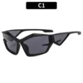 Lunettes de soleil futuristes et techniques pour hommes et femmes, style urbain Y2K géométrique. - Monture Noire Verres Gris (C1)