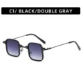Trendy square sunglasses for women and men, featuring stylish gradient lenses and metal frames. - C1-Black Frame Grey Lens