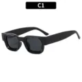 Cross-border hot-sale thick square sunglasses, vintage punk hip-hop black sun glasses for men - Black