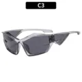 Lunettes de soleil futuristes Y2K transparentes grises style urbain irrégulier et technique - Monture Grise Verres Gris (C3)