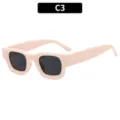 Pink thick frame square sunglasses retro punk hip hop chic eyewear for daily fashion wear - Cream
