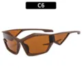 Lunettes de soleil futuristes tech Y2K monture marron style cyberpunk de rue c6 - Monture Café Lentille Thé (C6)