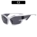 Lunettes de soleil futuristes Y2K tech pour hommes femmes, monture argentée irrégulière. - Monture Argentée Verres Gris (C2)