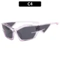 Lunettes de soleil futuristes Y2K tech monture transparente rose irrégulière C4 - Monture Violette Verres Gris (C4)