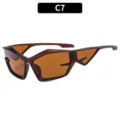Lunettes de soleil futuristes Y2K avant-garde avec verres marron et monture géométrique. - Monture Thé Verres Thé (C7)