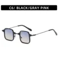Modische quadratische Sonnenbrille mit Farbverlauf-Gläsern und leichtem Metallgestell. - C6-Schwarzer Rahmen Grau Tee Gläser