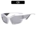 Lunettes de soleil Y2K futuristes avec montures géométriques argentées street style. - Monture Argentée Verre Miroir Argenté (C8)