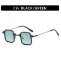 Modische quadratische Sonnenbrille C9 schwarz gruen fuer Damen und Herren stylisch. - C9-Schwarzer Rahmen Grasgrüne Gläser