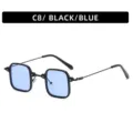Modische quadratische Sonnenbrille für Damen und Herren, schwarzer Rahmen mit blauen Gläsern. - C8-Schwarzer Rahmen Blaue Gläser