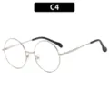 Gafas Redondas Metal Luz Azul C4 Montura Opción Variante Estilosa Moda Accesorio - Marco Plateado / Plateado
