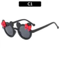 Kids cute mouse ear bow sunglasses summer beach outdoor sun protection black fashion eyewear - C1-Black Frame Black Grey Lens