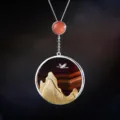 Pendentif montagne grue coucher de soleil en argent sterling collier gemme bijoux. - Pendentif Uniquement (Sans Chaîne) / Montagne d'Or