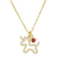 Gold S925 silver moissanite pony pendant necklace with red gemstone variant style. - Pony Style (Red Moissanite) / Gold