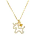 Gold S925 silver pony pendant necklace featuring sparkling pavé stones and a yellow gem. - Pony Style (Yellow Moissanite) / Gold