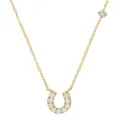 S925 sterling silver horseshoe moissanite pendant necklace, elegant gold variant for women. - 925 Silver Moissanite Horseshoe Necklace - White Stone (F067J0030Y00) / Gold