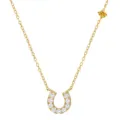 Gold Horseshoe Moissanite Necklace S925 Silver Horseshoe Pendant Yellow Stone Chain - 925 Silver Moissanite Horseshoe Necklace - Golden Yellow (F067J0030Y00) / Gold