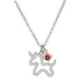 Silver Horse Pendant Necklace with Sparkling White Stones and Elegant Red Charm for Women - Pony Style (Red Moissanite) / Silver