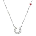 S925 Silver Horseshoe Moissanite Necklace with Red Accent Stone Elegant Women Jewelry - 925 Silver Moissanite Horseshoe Necklace - Bright Red (F067J0030Y00) / White Gold