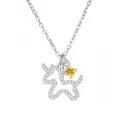 S925 silver moissanite pony necklace sparkling diamond-pave animal pendant for women - Pony Style (Yellow Moissanite) / Silver