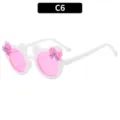 Kids cute cat ear bow sunglasses, pink lenses, stylish summer beach eyewear for kids. - White Frame Pink Lens