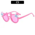 Kids Pink Cartoon Bow Sunglasses Variant C5, Cute Cat Ear Sun Glasses for Summer Beach Travel - C5-Pink Frame Pink Lens
