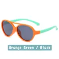 Kids polarized sunglasses lightweight silicone baby shades in orange and green color. - C7-Orange Frame Green Legs/Black Gray Lens