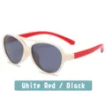 Kids polarized sunglasses with white frame red temples cute baby eyewear uv protection - C4-White Frame Red Legs/Black Gray Lens