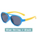 Kids polarized sunglasses with flexible silicone frame, UV protection for baby boys and girls. - C8-Blue Frame Yellow Legs/Black Gray Lens