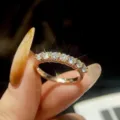 S925 Silber Sieben Stein Moissanit Ring Klassische Krone Antrag Ehering Ring Variante - US Größe 7 (HK 15) / Roségold (Weißen Moissanit)