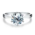 Klassischer Solitärring mit sechs Krappen in Silber mit brillantem runden Hauptstein. - HK Größe 15 (US Größe 7) / 0,5 ct Moissanit