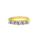 Fünfstein Pave Zirkon Ring S925 Silber vergoldet Luxus Damen Schmuck Hauptansicht View. - US-Größe 7 / Fünf-Sterne Gold Reihenstil (D042B0027Y00) / Gold