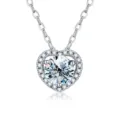 Chaîne de clavicule élégante pendentif cœur avec moissanite étincelante bijoux de mode. - Pendentif Uniquement / Or blanc