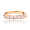 Eleganter 925 Sterling Silber Roségold Sieben-Stein Moissanit Ring Damen klassische Mode. - US-Größe 7 / Roségold (Weißer Moissanit)