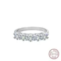 Silber 5-Stein Moissanit Ring S925 Sterling Silber Minimalistischer Ehering Schmuck - US-Größe 7 / Fünf-Sterne Weiß Reihenstil (D042B0027Y00) / Silber
