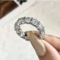Silber Moissanit Voll Eternity Ring Glitzernde Eheringe Elegantes Stapelbare Schmuck Stueck - HK Größe 11 (US Größe 5) / 0.5ct Reihenstil (D042B0027Y00) / Silber