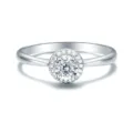 Klassischer 1 Karat Moissanit Halo Ring aus 925er Sterlingsilber für Damen Verlobungsgeschenk - US-Größe 7 / 1 Karat (Weißgold)