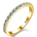 Vergoldeter S925 Silber Einreihiger Moissanit Stapelbarer Ring Variante Schmuck Artikel - US-Größe 7 / Gold (Weißer Moissanit)
