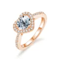 Herz Moissanit Ring 925 Silber Roségold verziert Diamant Verlobungsring für Damen - HK 15 / US 7 / 2 Karat (Weißer Moissanit Roségold)