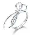Bague nœud papillon en argent sterling S925 design minimaliste bijoux élégants pour femmes - Taille US 6.5 / Argent