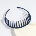 Dark blue multi-tooth non-slip headband, daily hair accessory for women and girls, simple style. - Navy Blue