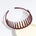Wine red plastic wavy tooth headband non-slip hair hoop daily hair styling accessory - Red