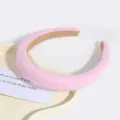 Pink wide bouclé padded headband detail, sweet style hair accessory for women and girls. - Pink Tweed