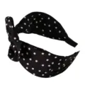 Cerchietto nero a pois per donna, fascia per capelli larga con grazioso fiocco, accessorio moda - Nero