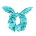 Satin bunny ear hair scrunchie teal elastic hair tie cute hair accessory for women daily wear - Mint Green