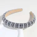 Detailed shot of sparkling rhinestone pearl baroque headband, elegant hair accessory for women - Dark Gray