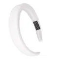 White padded velvet hair hoop close-up detail view, showing soft fabric texture. - Thickened Wide Style (FV04) / White