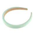 Detail view of a pastel green sponge headband, soft fabric covered hair hoop for daily wear. - 1.8cm / Light Green